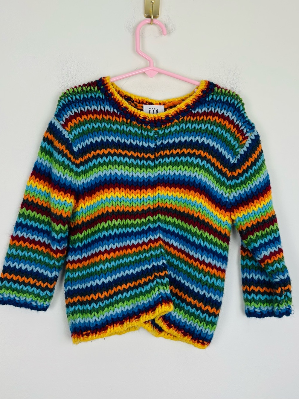 Vintage Y2K Baby Gap Vibrant Primary Color Wool Blend Stripe Sweater. 18-24 m.